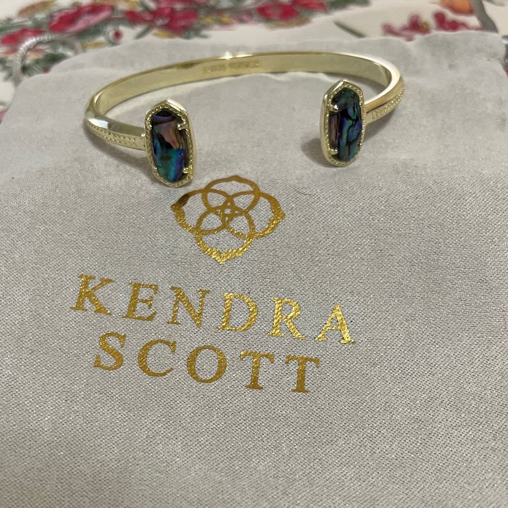 Kendra Scott Gold Cuff Bracelet with Iridescent Abalone Stones - Purple/Blue